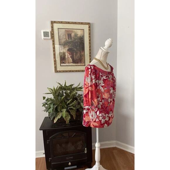 Simply Styled By Sears Women Off The Shoulder Size Large Floral Short Sleeve - Picture 5 of 8